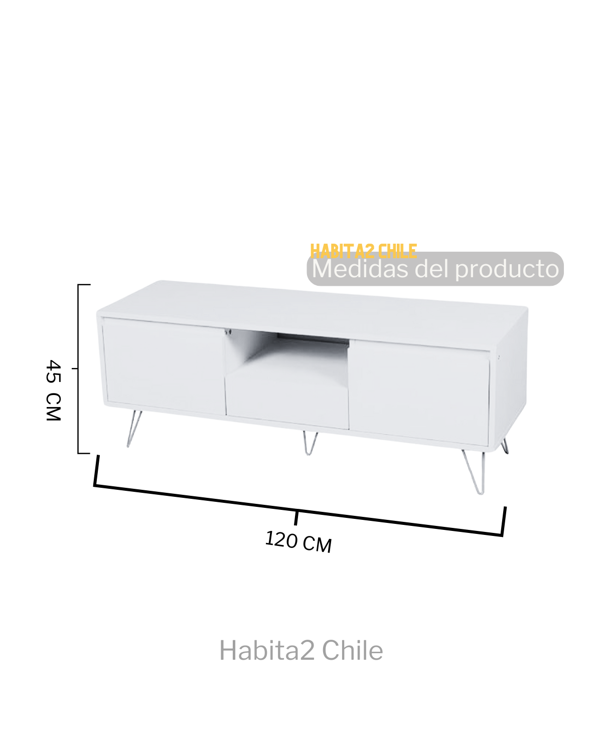 BUFFET WHITE O RACK TV 2 CAJONES 120CM -2