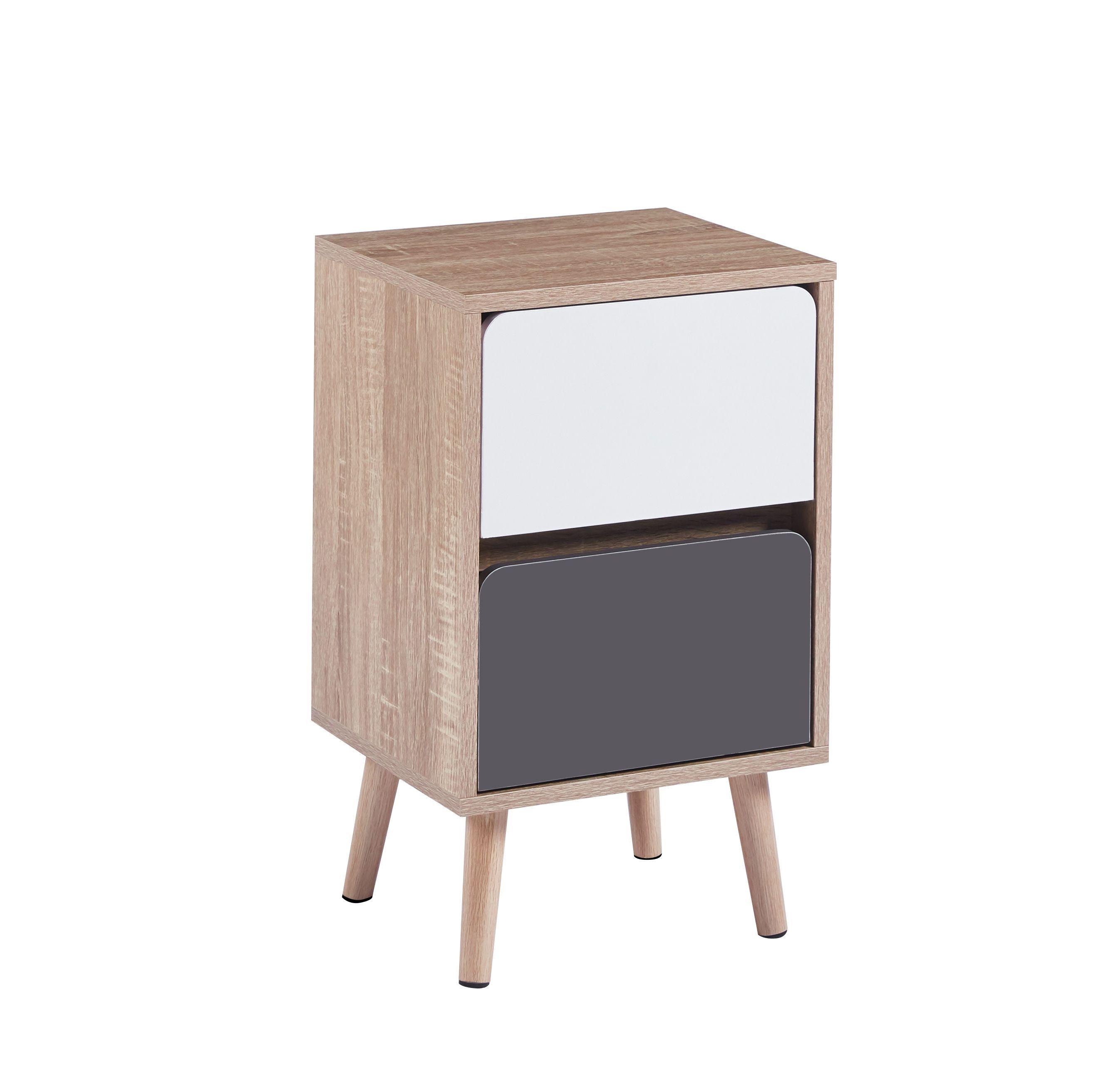 VELADOR BICOLOR O MESA DE NOCHE 58X30X35 - NEGRO BLANCO-5