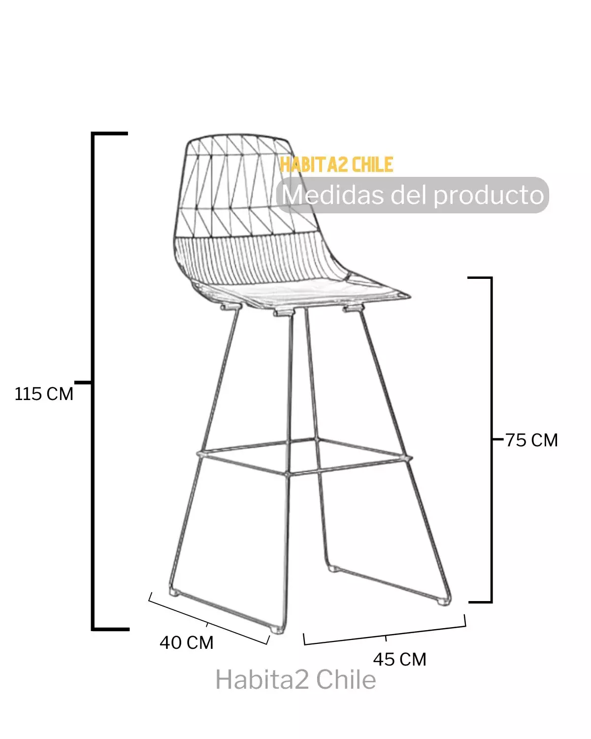 TABURETE O SILLA DE BAR 75 CM ELEGANT METALICO -1