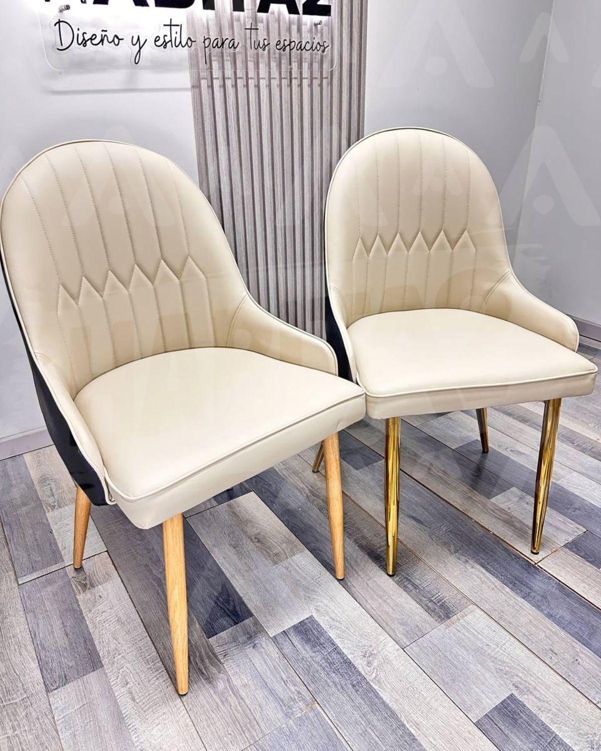 SITIALES DE CUERO SINTETICO MALALA WOOD BEIGE - 2 UNIDADES-3