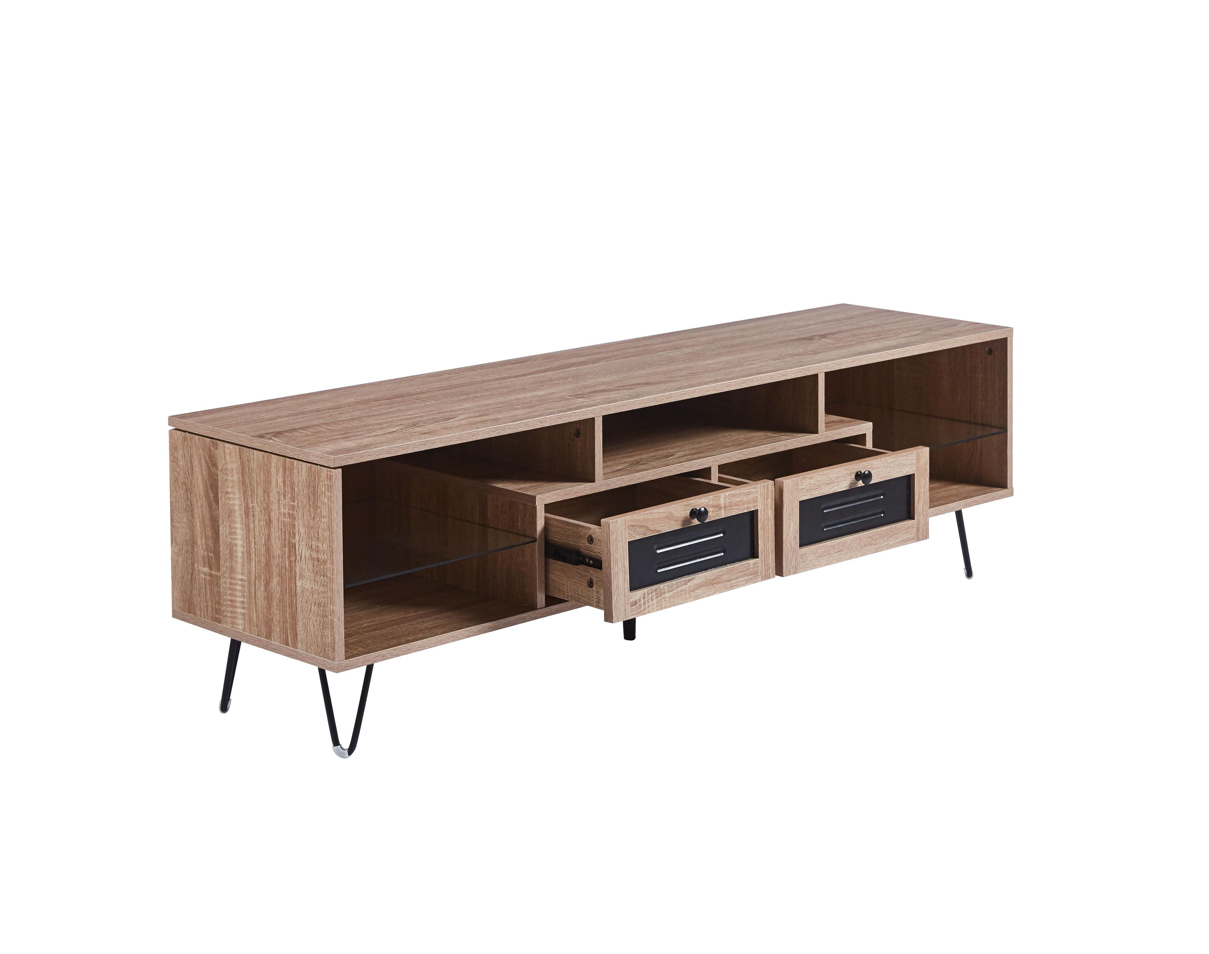RACK DE TV PARIS 150CM 2 CAJONES MINIMALISTA - CAFE CLARO-2