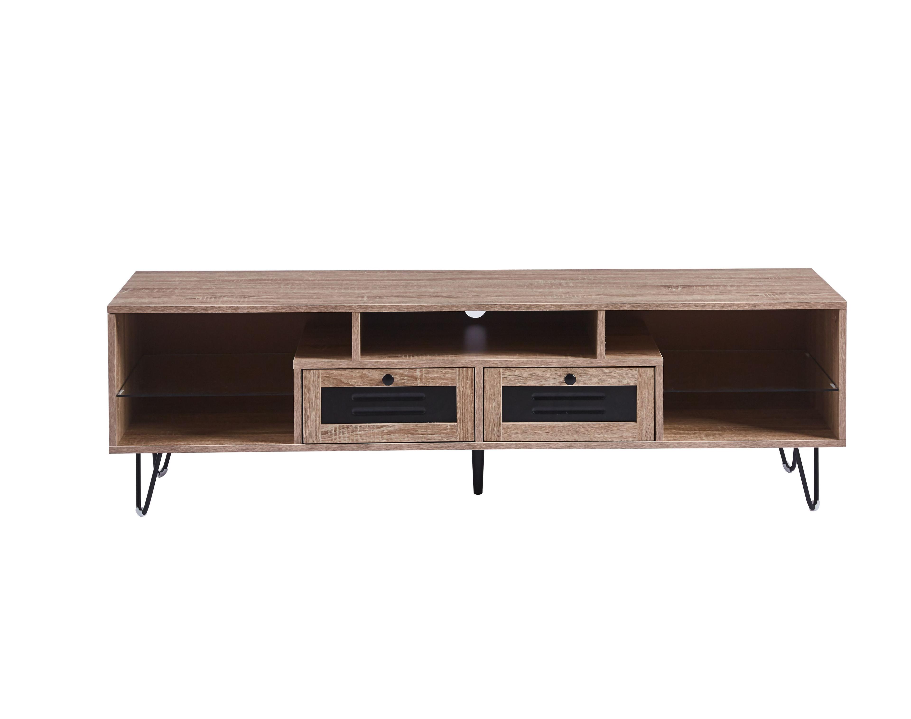 RACK DE TV PARIS 150CM 2 CAJONES MINIMALISTA - CAFE CLARO-4