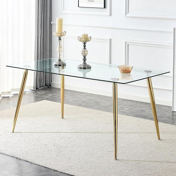 COMEDOR 4 PUESTOS PRINCE RECTANGULAR VIDRIO 130CM TRENDY GOLD-2
