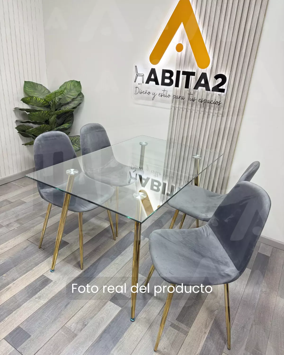 COMEDOR 4 PUESTOS PRINCE RECTANGULAR VIDRIO 130CM TRENDY GOLD-3