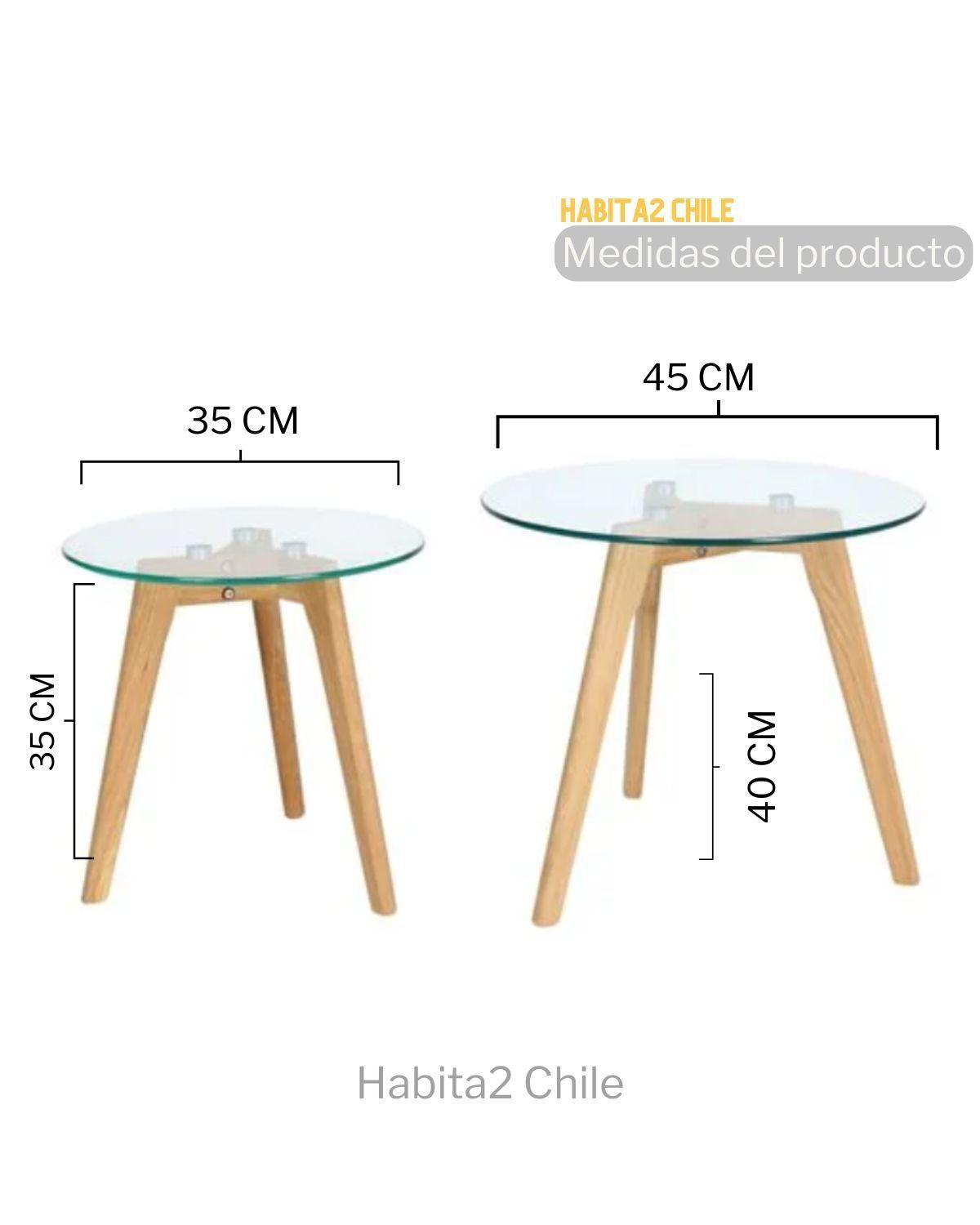 SET DE 2 MESAS PINO DE CENTRO - VIDRIO-3