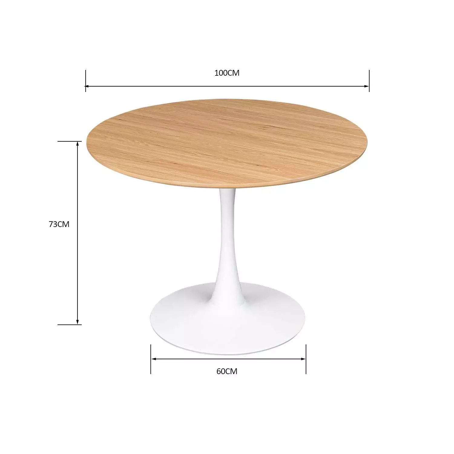 MESA TULIP 100 CM BASE BLANCA - CUBIERTA MADERA-4