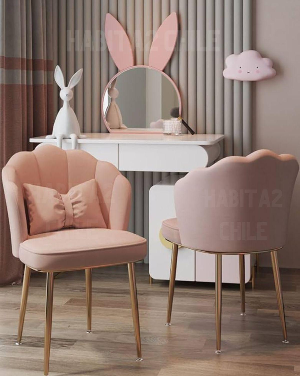 PACK 2 SILLAS SITIAL FANCY CON RESPALDO PETALO PARA SALON TOCADOR DORMITORIO SILLA CORONA-1