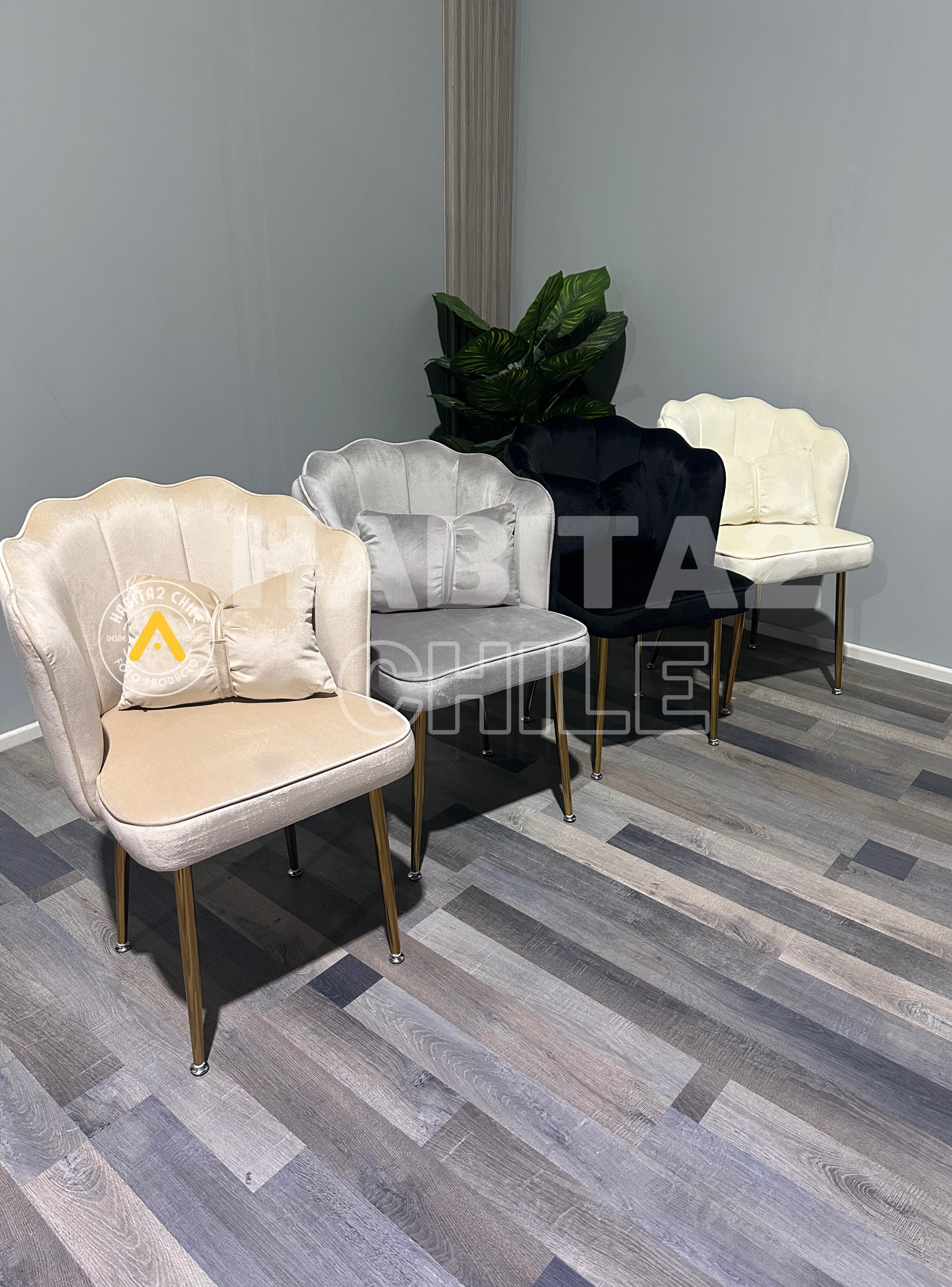 PACK 2 SILLAS SITIAL FANCY CON RESPALDO PETALO PARA SALON TOCADOR DORMITORIO SILLA CORONA-5