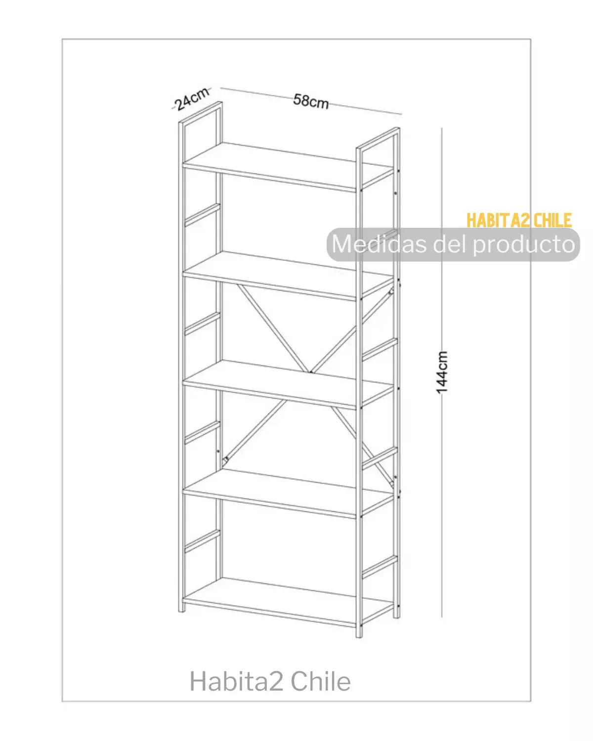 Repisa 5 Niveles Leandro 58x24x144 cm-5