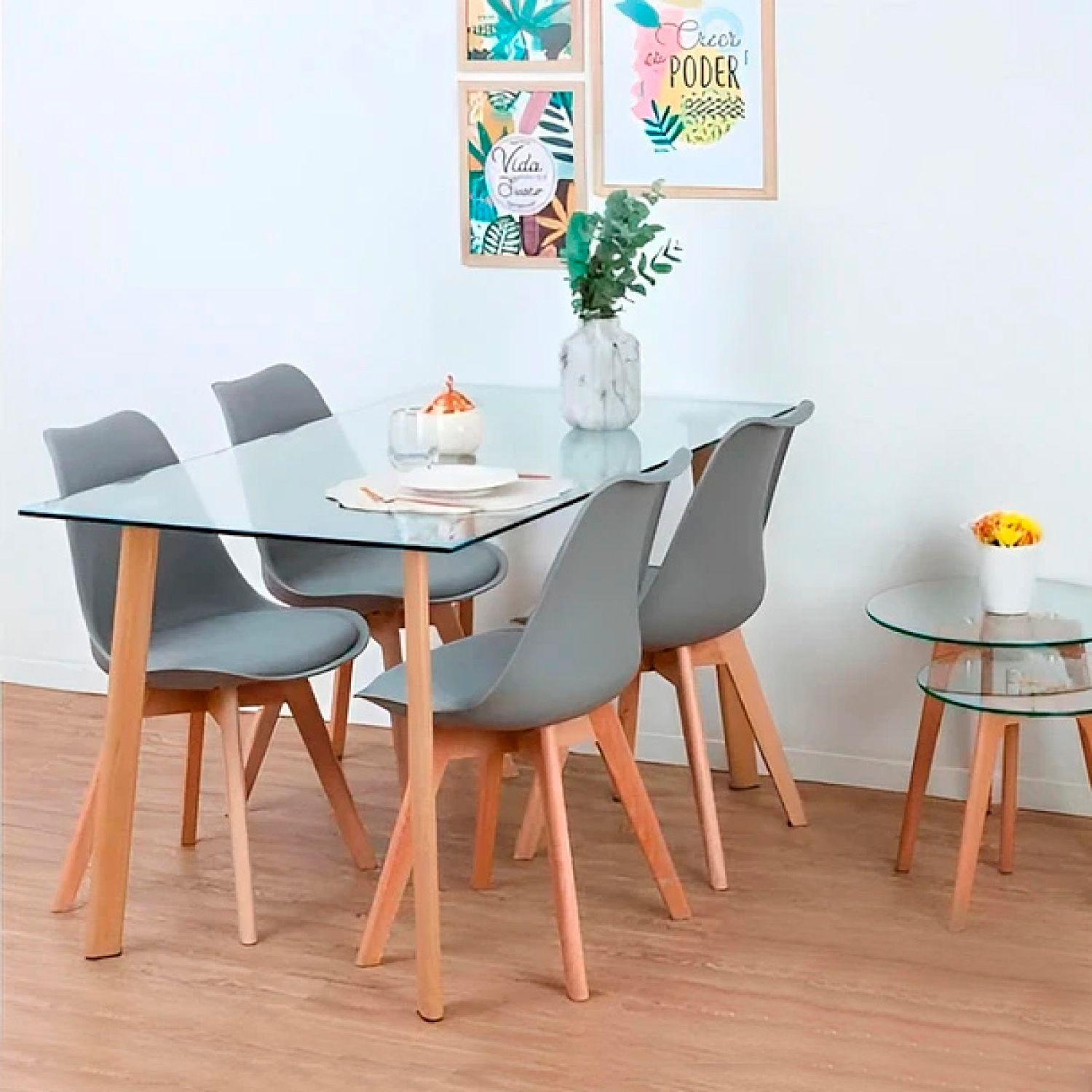MESA RECTANGULAR DE VIDRIO LINEAS 140X90 SIMIL MADERA-1