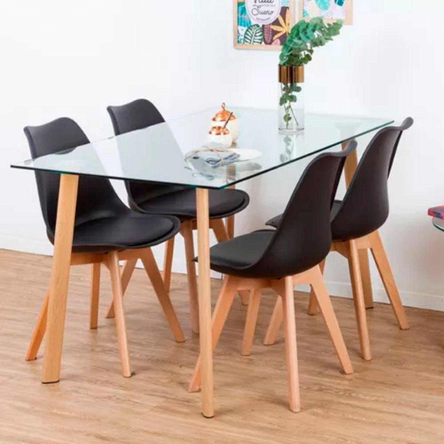 MESA RECTANGULAR DE VIDRIO LINEAS 140X90 SIMIL MADERA-3