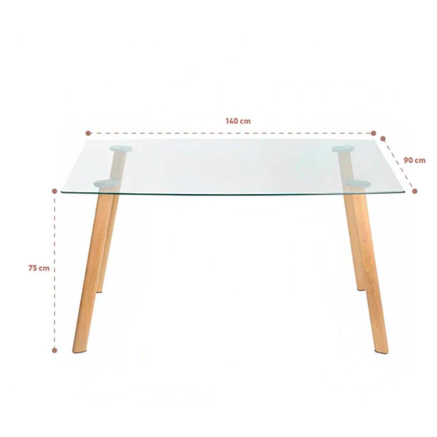 MESA RECTANGULAR DE VIDRIO LINEAS 140X90 SIMIL MADERA-4