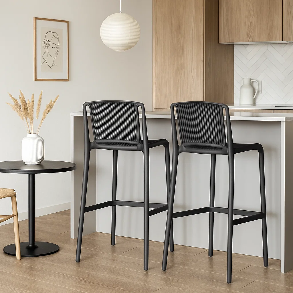 SILLA DE BAR ALTA BUDAPEST PARA EXTERIORES - NEGRO-2