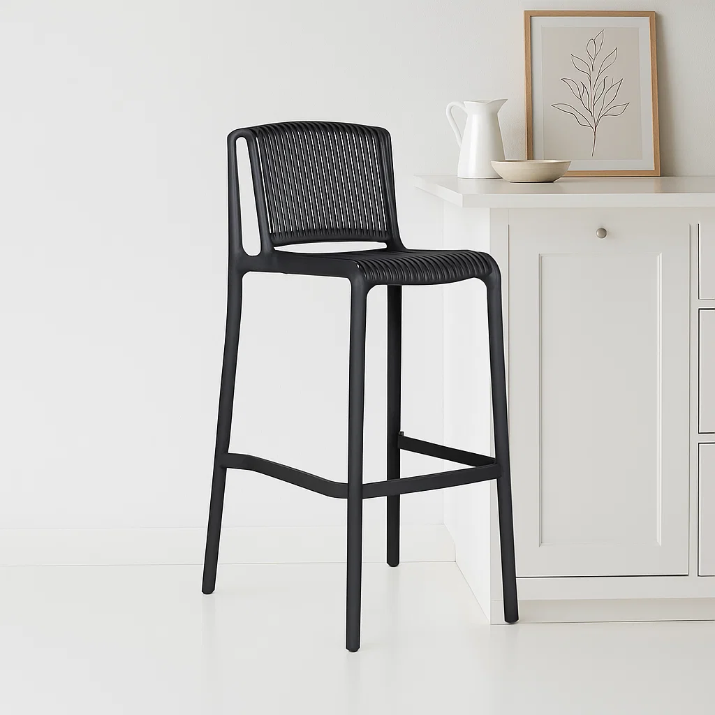 SILLA DE BAR ALTA BUDAPEST PARA EXTERIORES - NEGRO-3