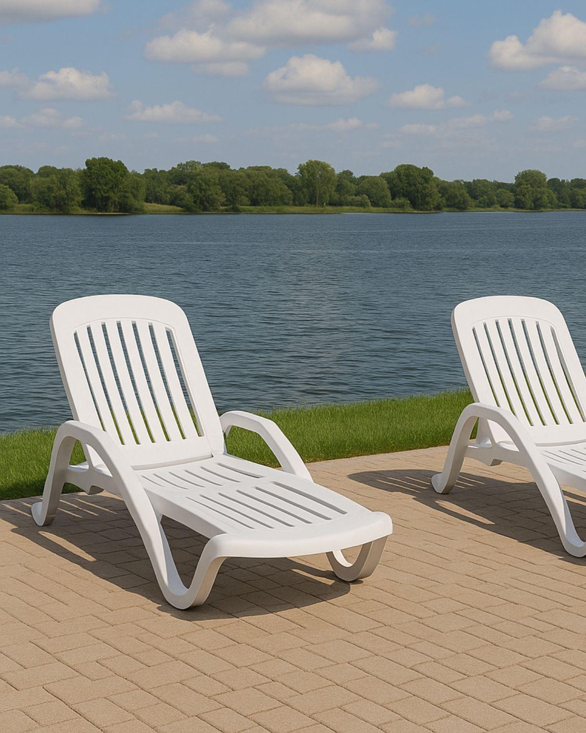 REPOSERA SILLA BLANCA SUMMER - PLASTICA RECLINABLE-4