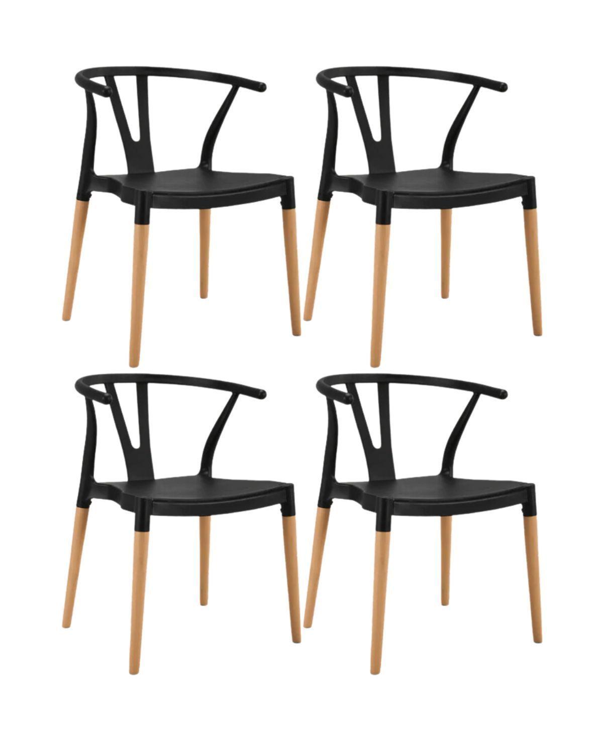 PACK 4 SILLAS WISH ASIENTO POLIPROPILENO ESTRUCTURA MADERA-0