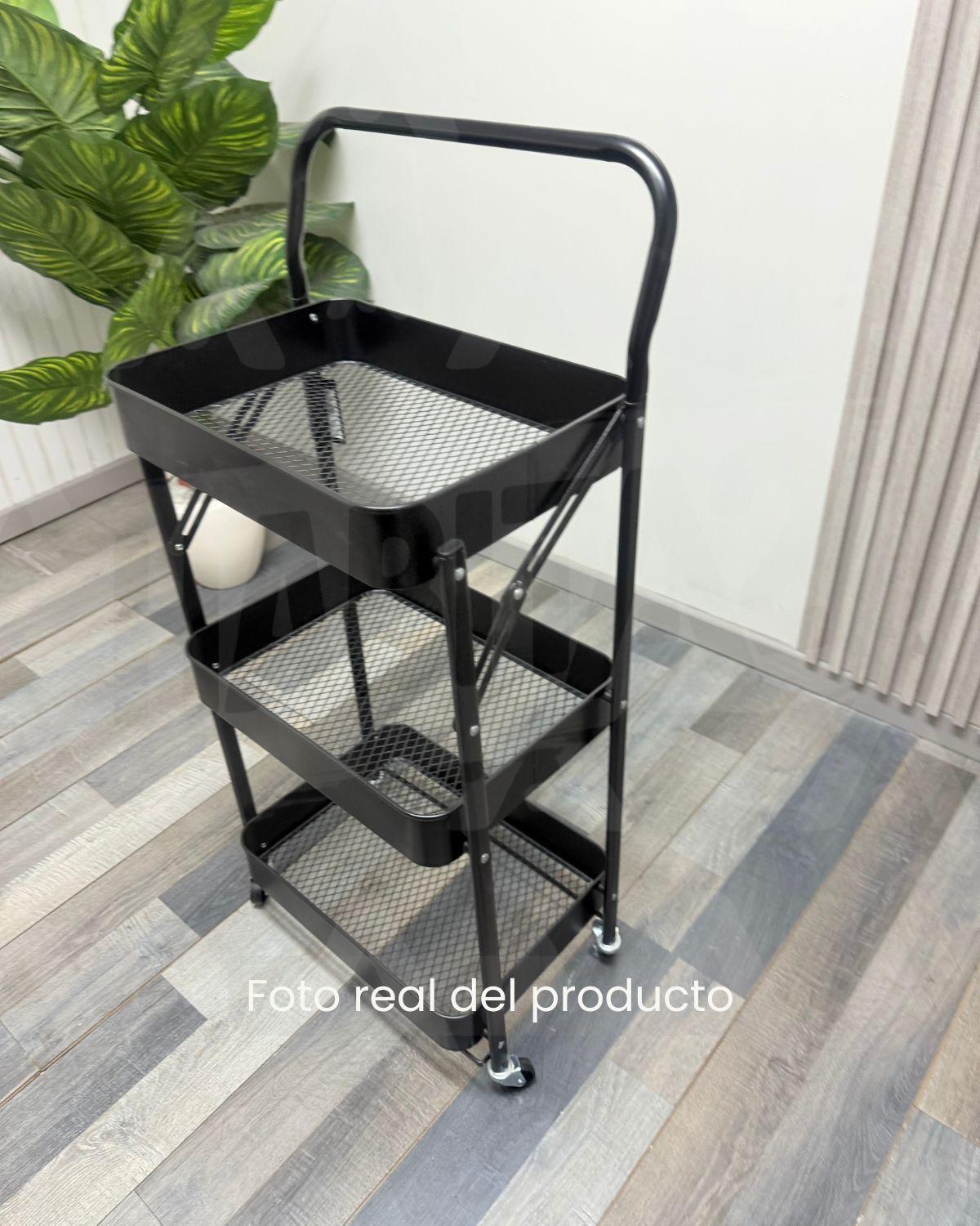 CARRO ORGANIZADOR MUEBLE MULTIUSO PLEGABLE - NEGRO-3