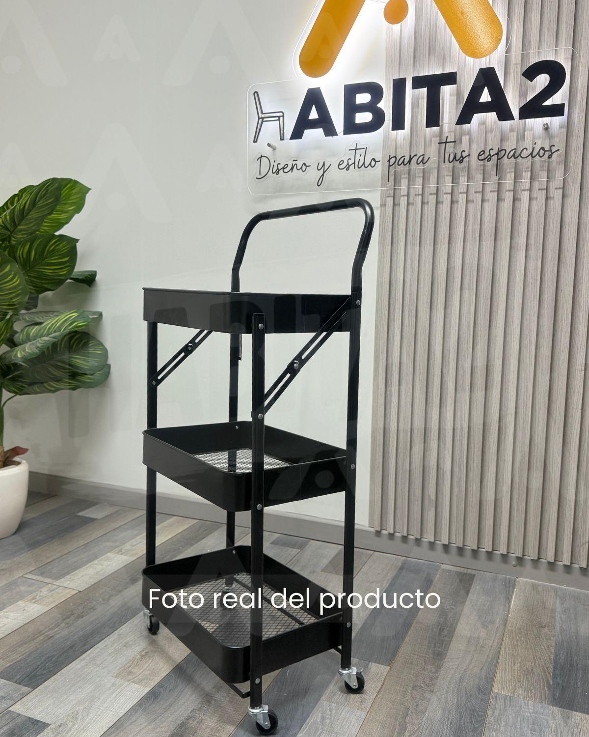 CARRO ORGANIZADOR MUEBLE MULTIUSO PLEGABLE - NEGRO-6