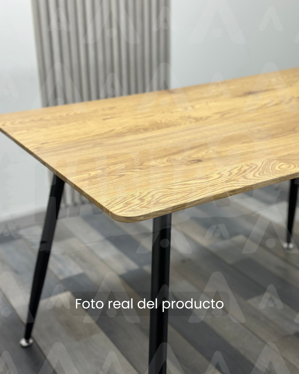 COMEDOR PIMA MESA CON PATAS NEGRAS 120X75CM RECTANGULAR + 4 SILLAS WINDSOR MADERA-3