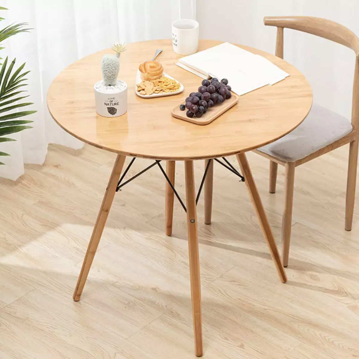 COMEDOR REDONDO 120 CM SENA SIMIL MADERA EAMES - 6 PUESTOS-2