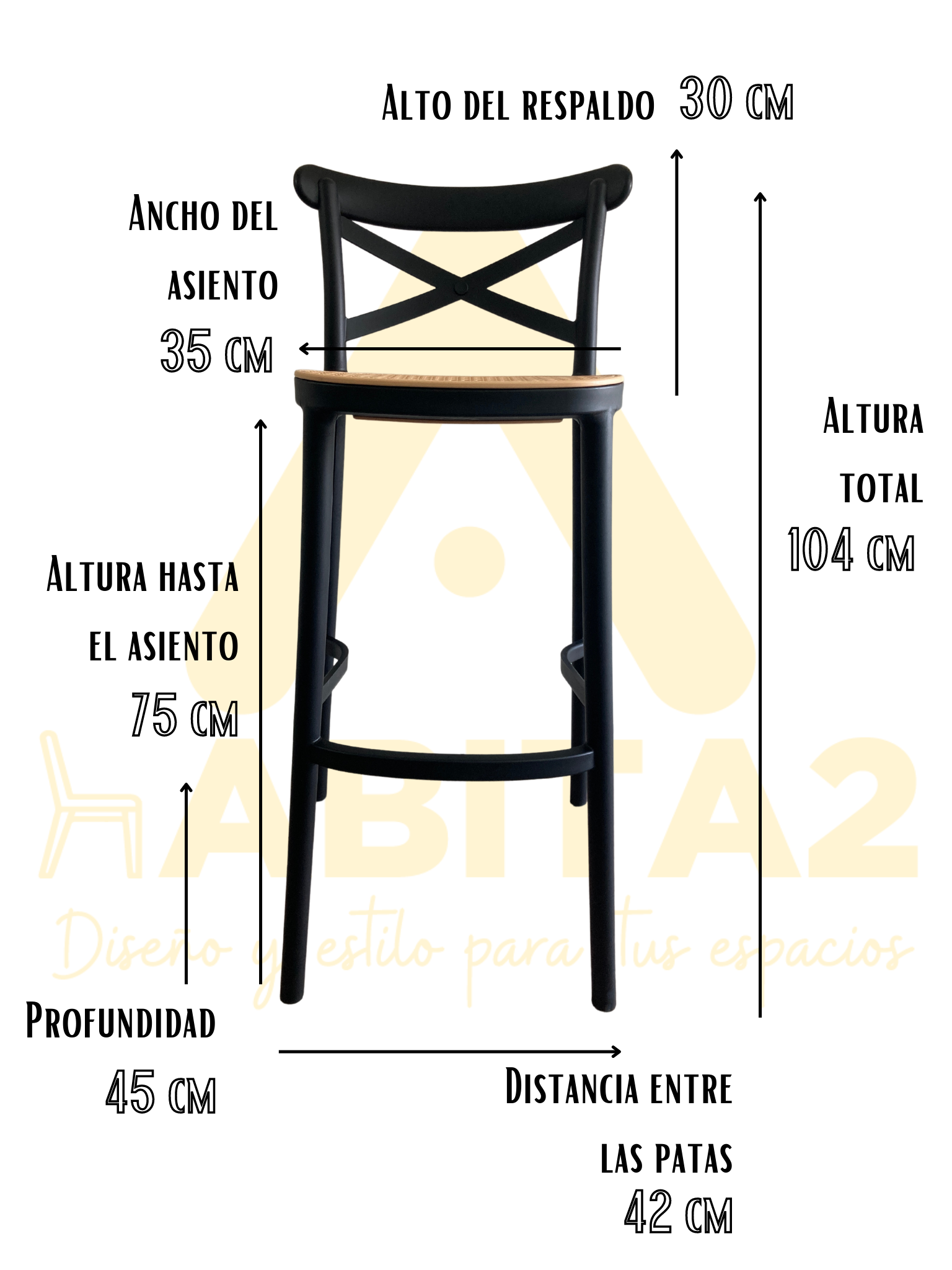 PACK 2 TABURETE PISO SENA 75CM POLIPROPILENO ASIENTO RESISTENTE-1