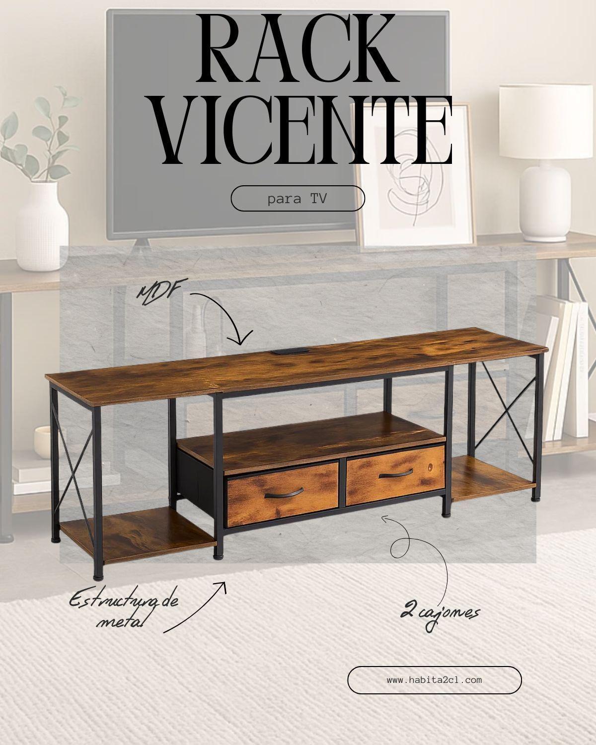 RACK TV 160CM VICENTE RECTANGULAR INDUSTRIAL Habita2 Chile | Paris.cl