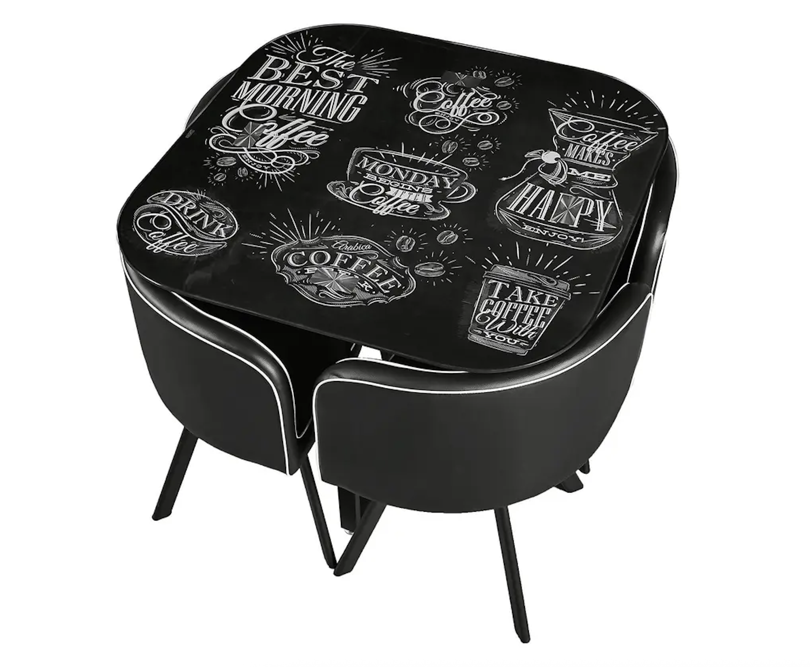 COMEDOR 4 PUESTOS MODERNO MAJO - NEGRO/COFFEE-3