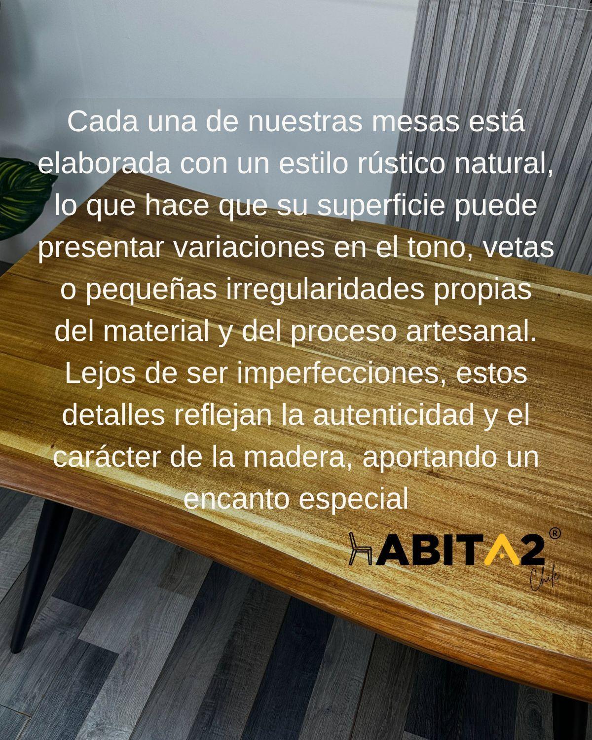 MESA RUSTICA DE MADERA CON BASE METALICA 140 CM-3