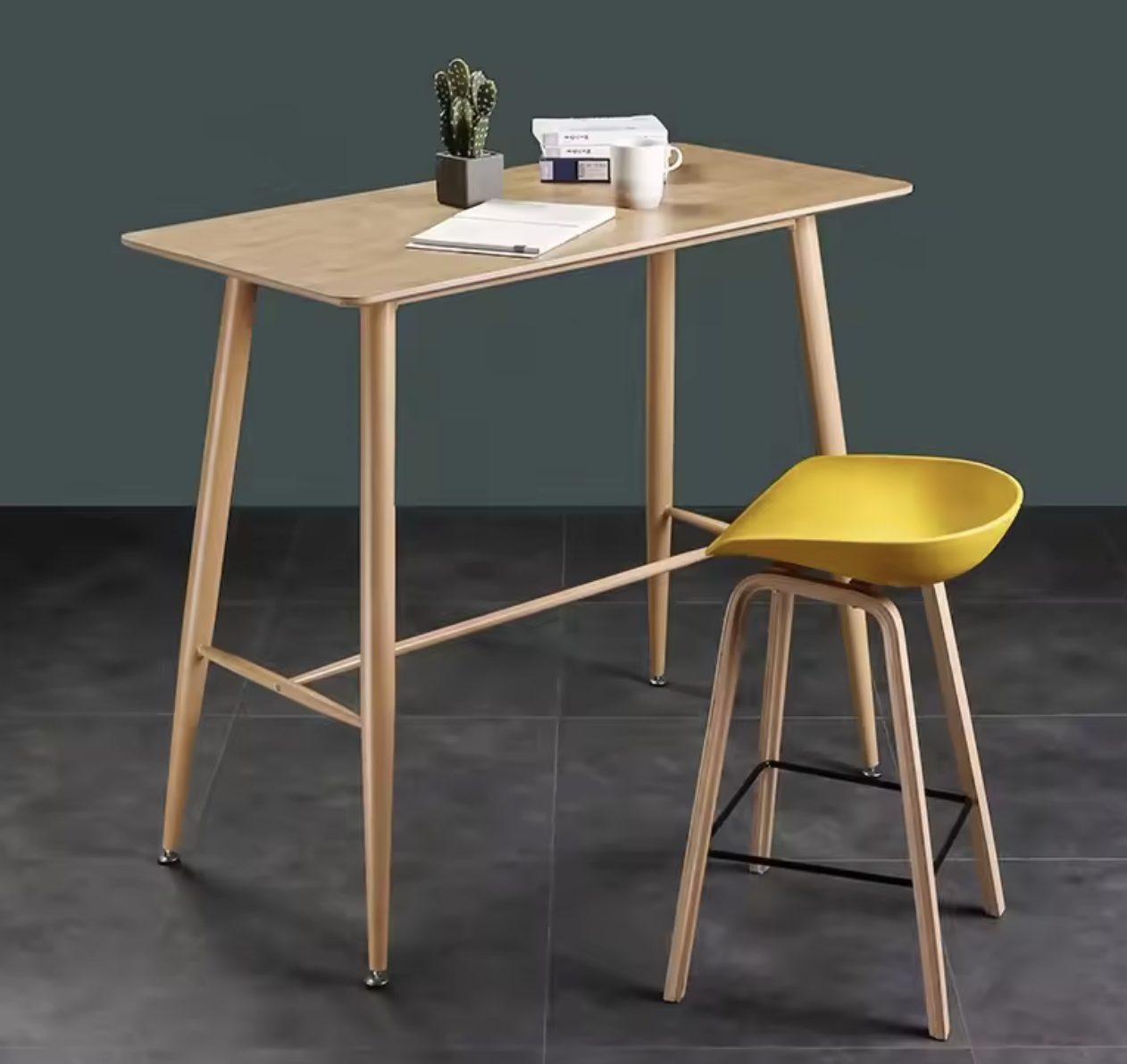 MESA DE BAR ATLAS 120CM - CUBIERTA MDF MADERA NATURAL-3