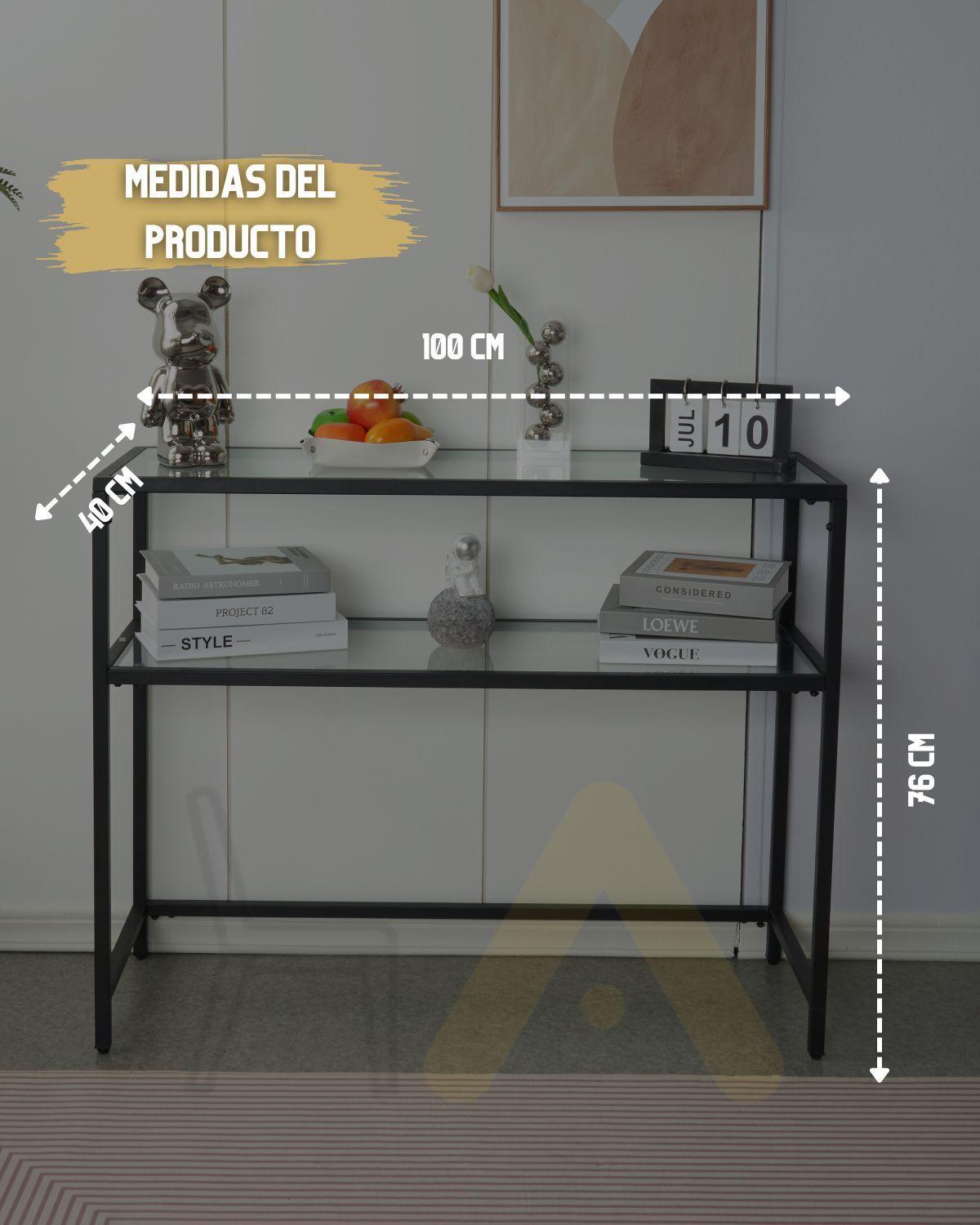 ARRIMO DE VIDRIO DOBLE REPISA FUNCIONAL 100CM-2