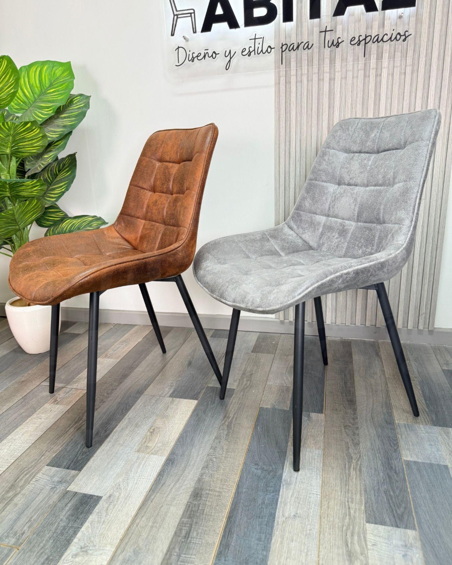 Pack 4 Sillas Cuadro Gamuza Base Negra-2