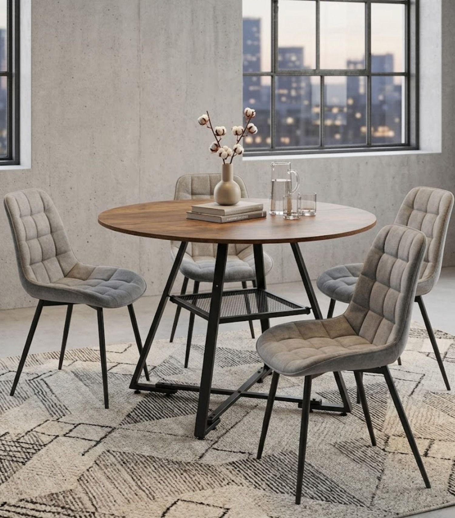 Pack 4 Sillas Cuadro Gamuza Base Negra-3