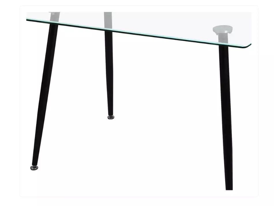 MESA DE VIDRIO PRINCE BLACK CON PATAS NEGRAS 130X80-2