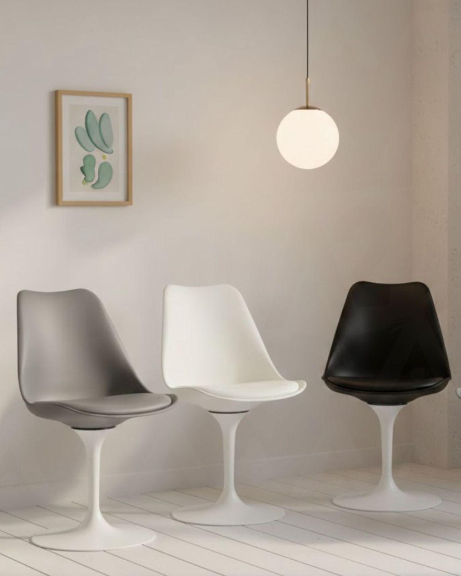 Silla Tulip Giratoria Con Pedestal Blanco Iron-3