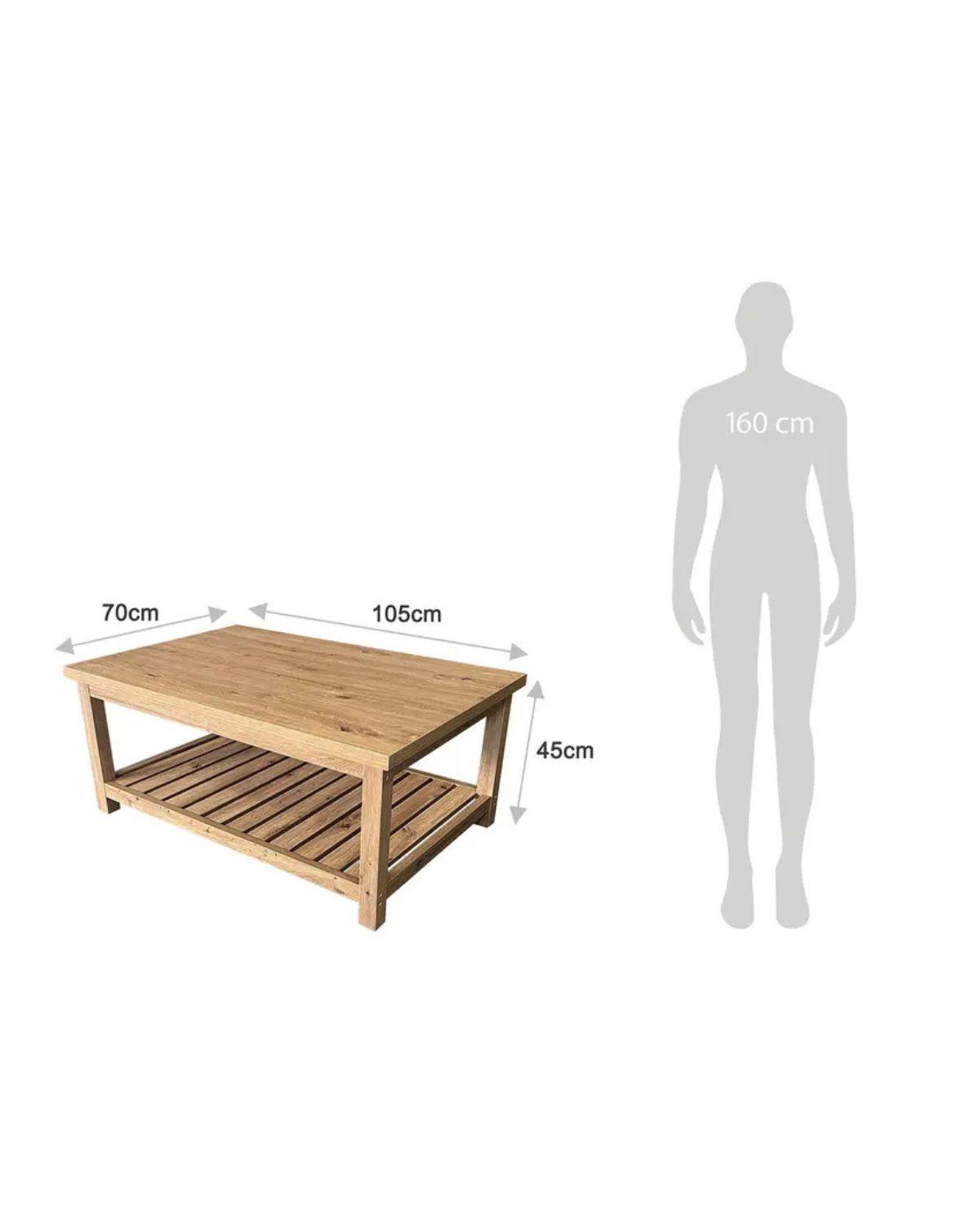 MESA DE CENTRO MODERNA JAPANDI CON REPISA 105X70 CM-2