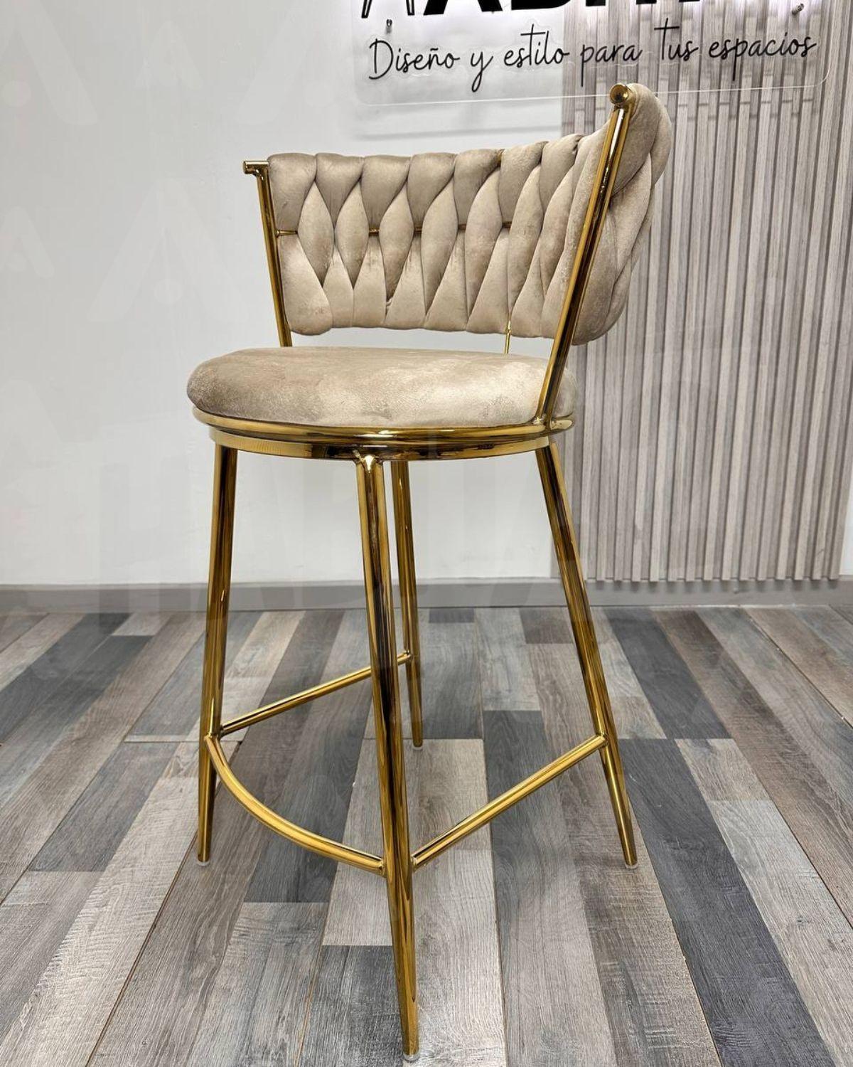 PISO SILLA DE BAR QUEEN 66CM FIJO TERCIOPELO GOLD-2