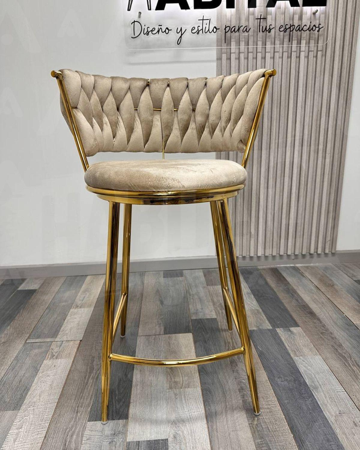 PISO SILLA DE BAR QUEEN 66CM FIJO TERCIOPELO GOLD-5