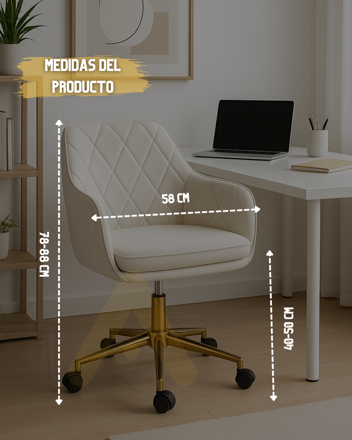 SILLA GIRATORIA LUX PARA ESCRITORIO TAPIZ TERCIOPELO DISEÑO ROMBO-3