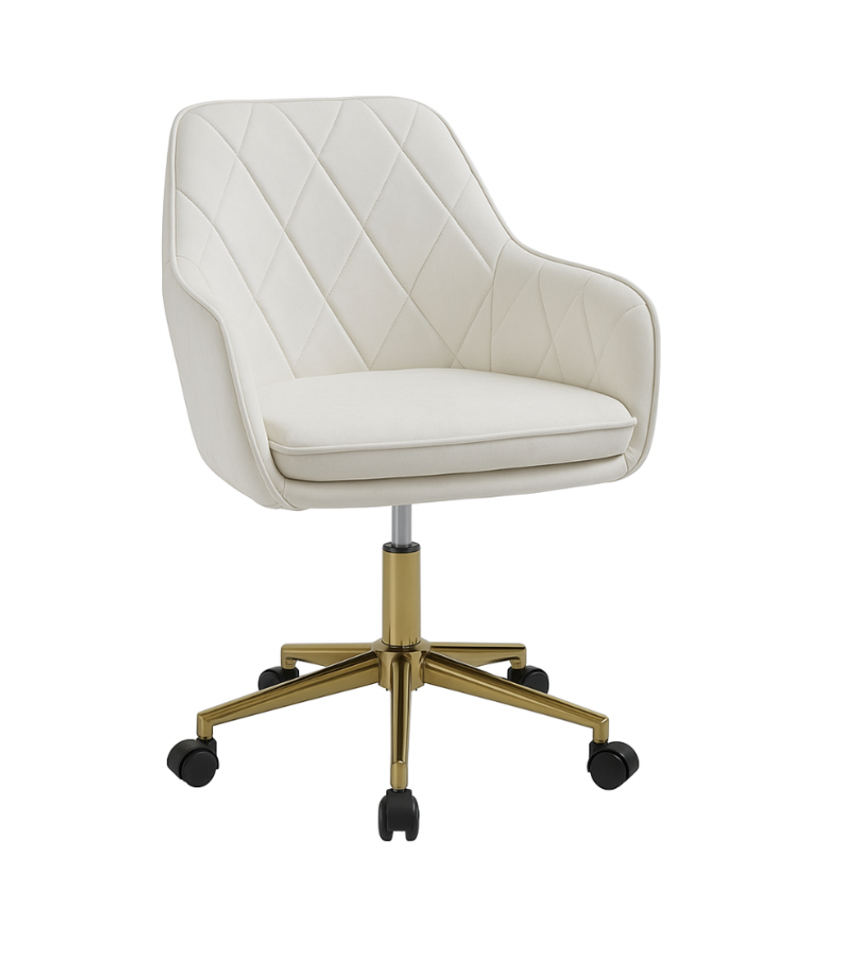 Silla Escritorio Lux Felpa Pedestal Dorado-4