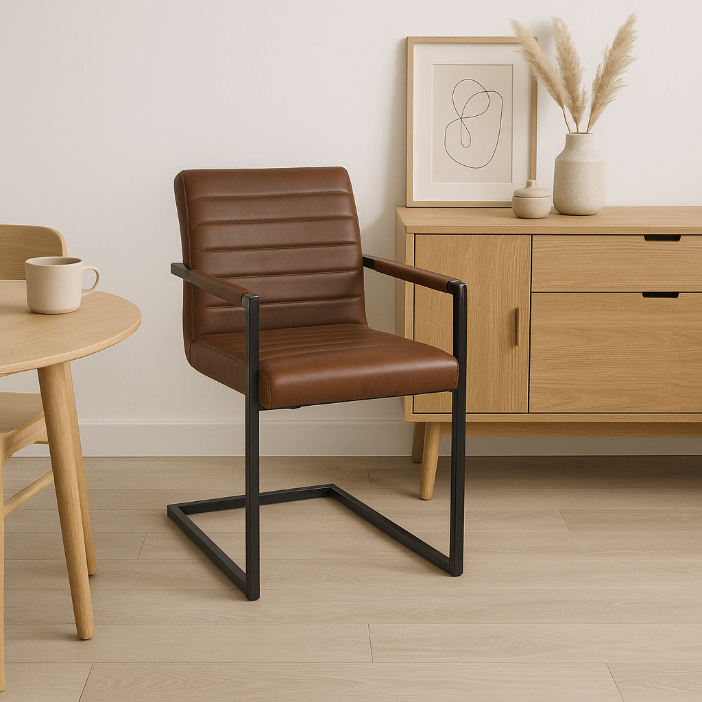 SILLA DE CUERO PALERMO PARA COMEDOR METALICA OFICINA -2
