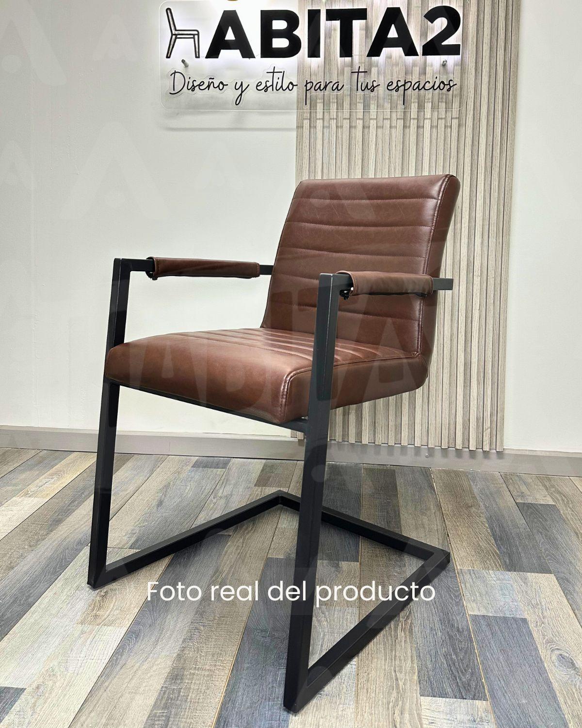 SILLA DE CUERO PALERMO PARA COMEDOR METALICA OFICINA -5