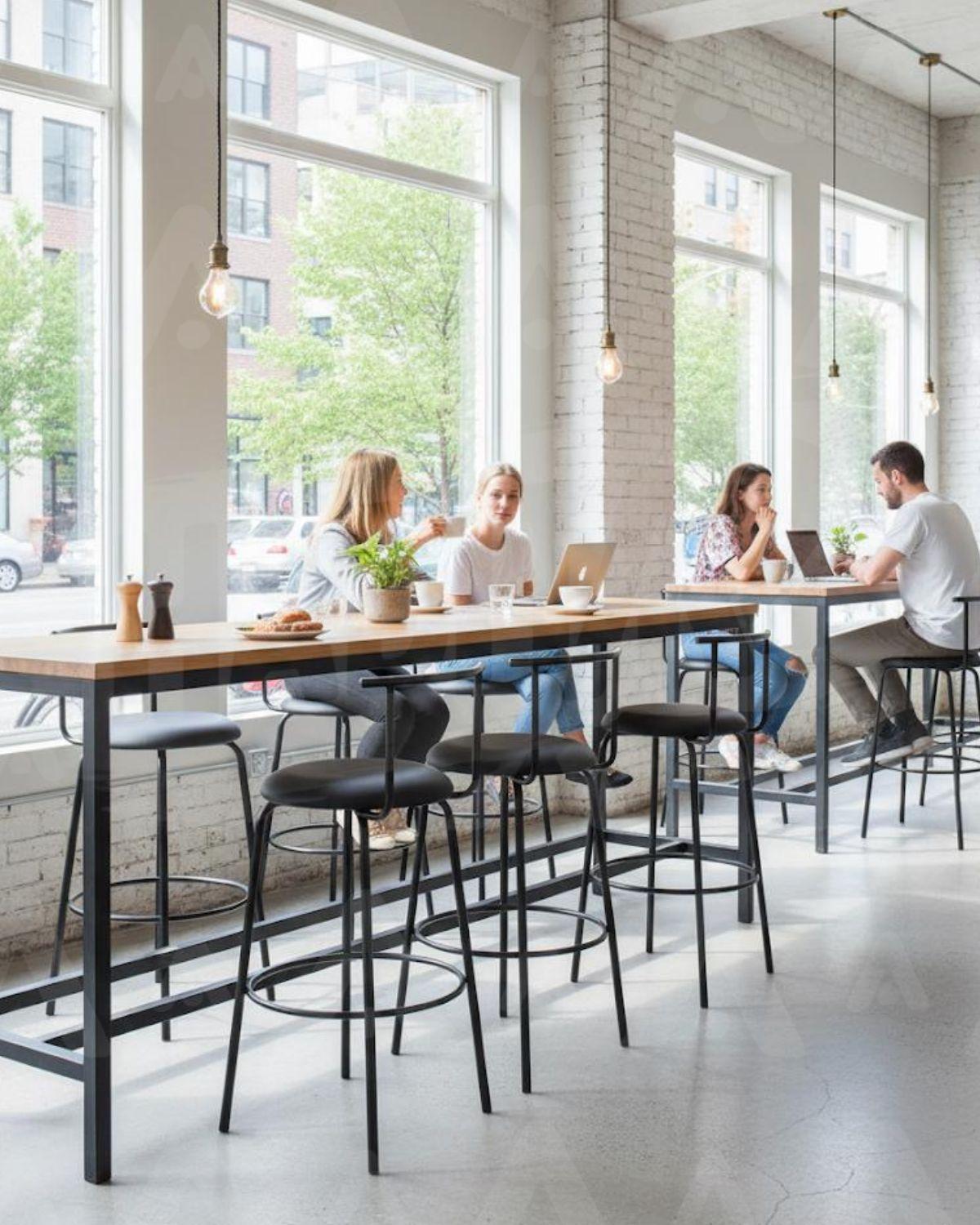 PACK 4 PISOS O TABURETES ALTOS ROUND NEGRO TAPIZ ECOCUERO-2