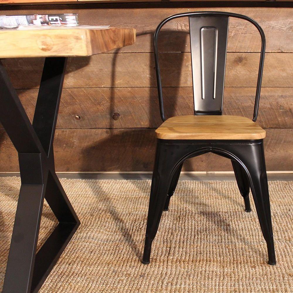 PACK 2 SILLAS TOLIX CON ASIENTOS DE MADERA ESTRUCTURA METALICA-2