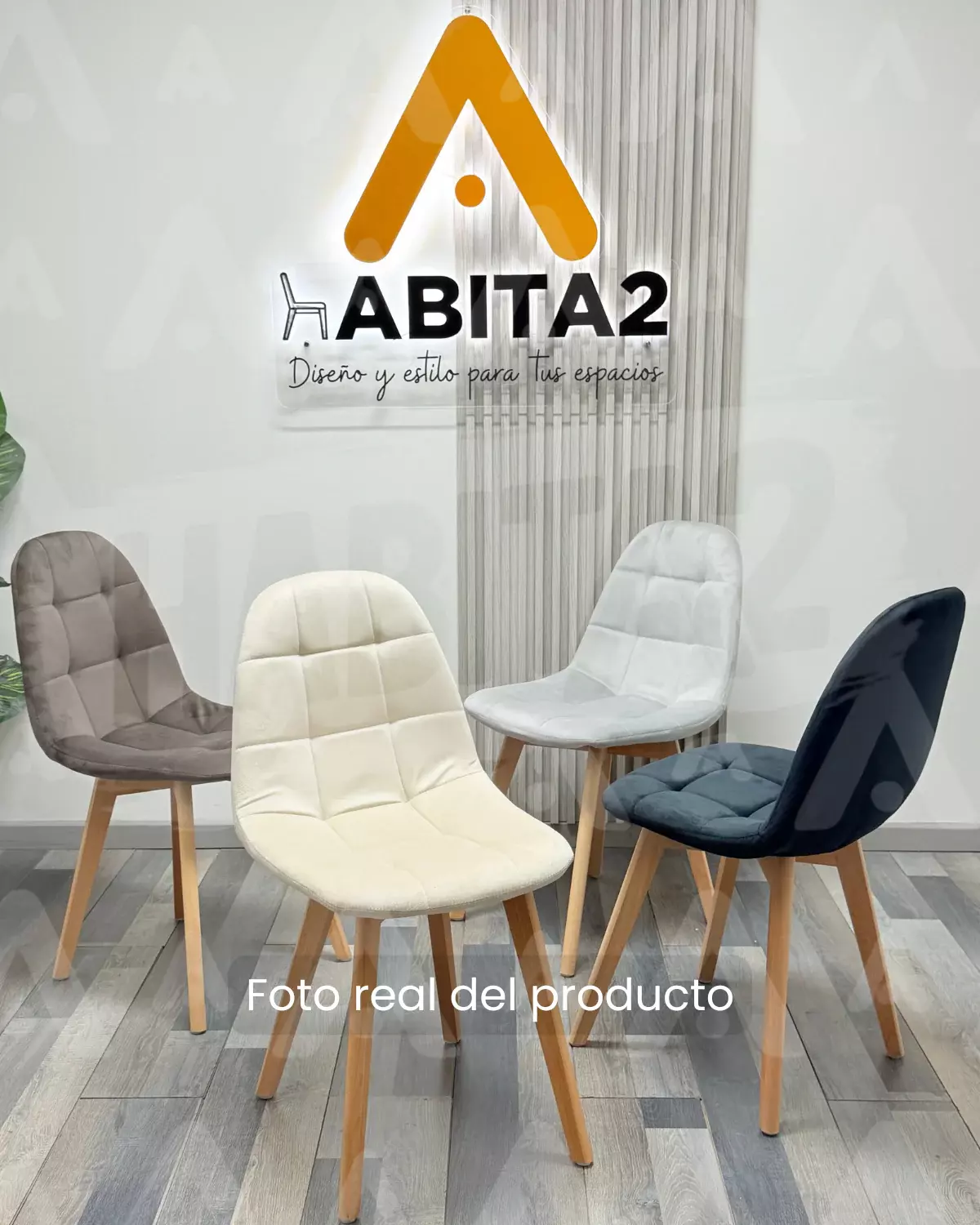 PACK 4 SILLAS PARA COMEDOR CAPITONE FELPA BASE MADERA RESISTENTE-1