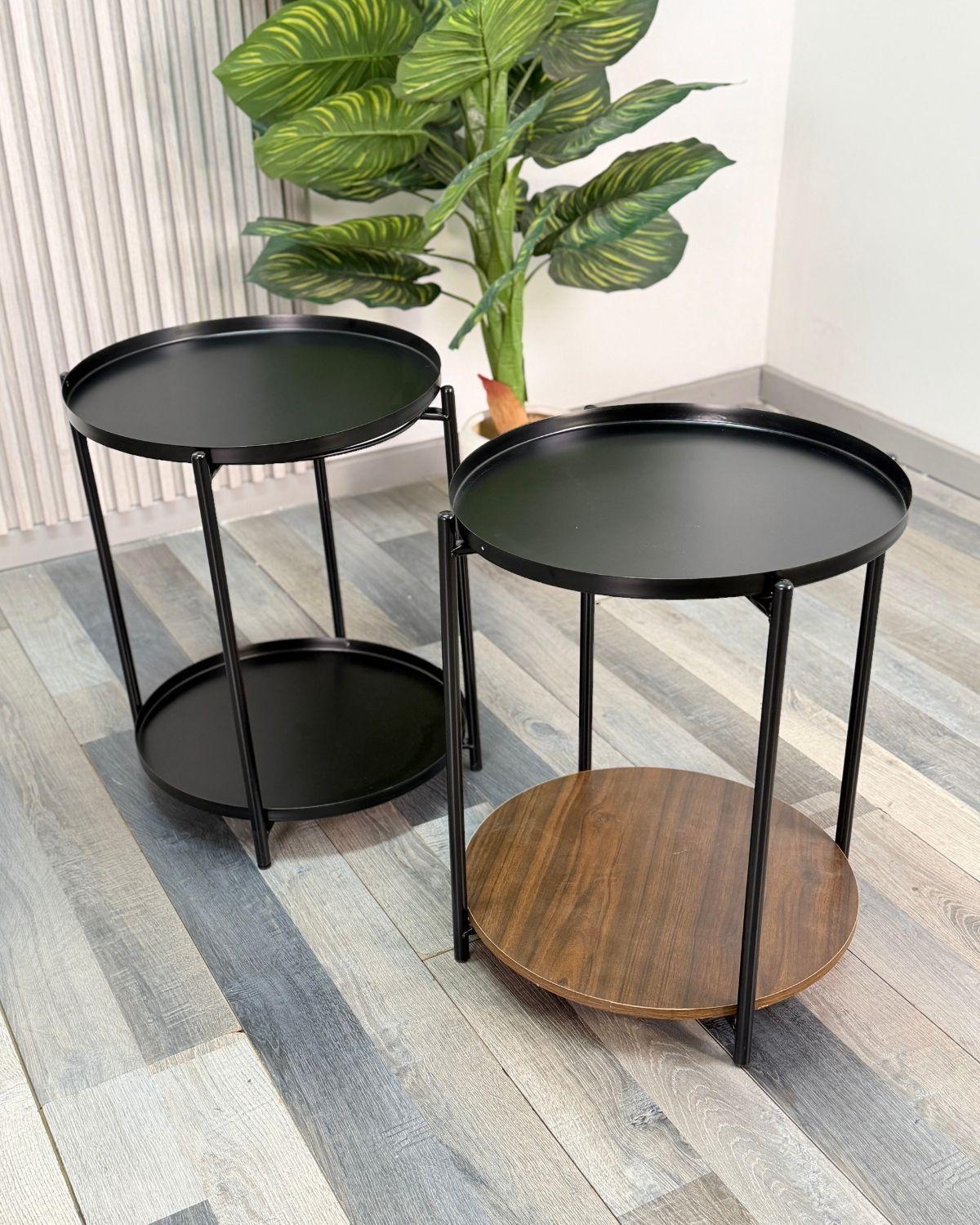 Mesa Auxiliar 2 Niveles Circular Madera-2
