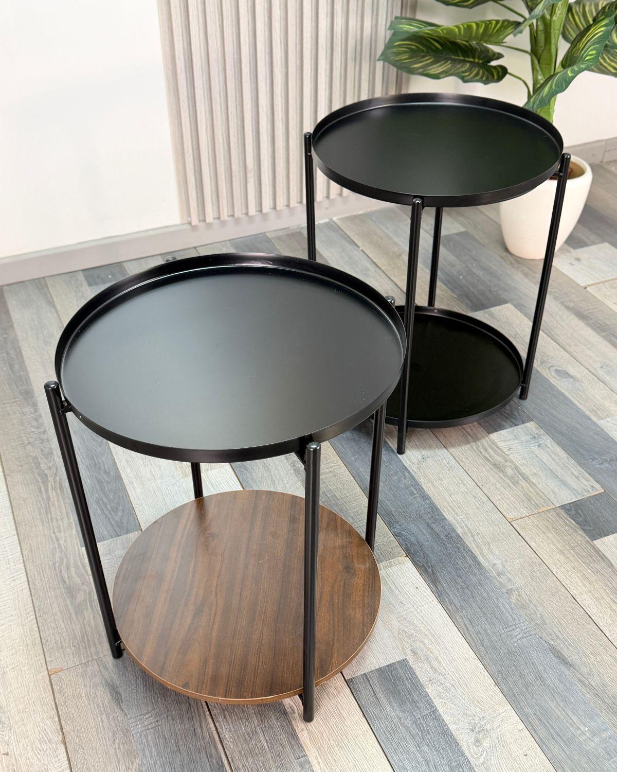 Mesa Auxiliar 2 Niveles Circular Madera-3
