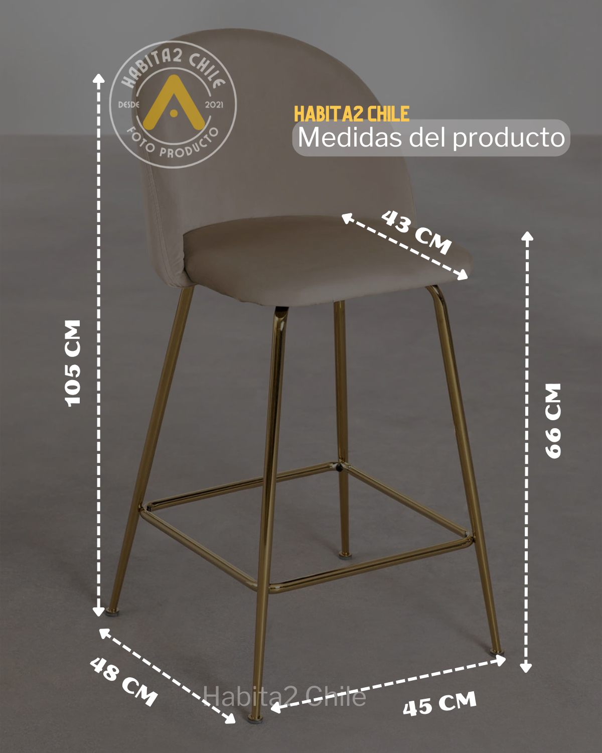 PISO TABURETE DE BAR 66 CM DELUXE GOLD TAPIZ TERCIOPELO -1