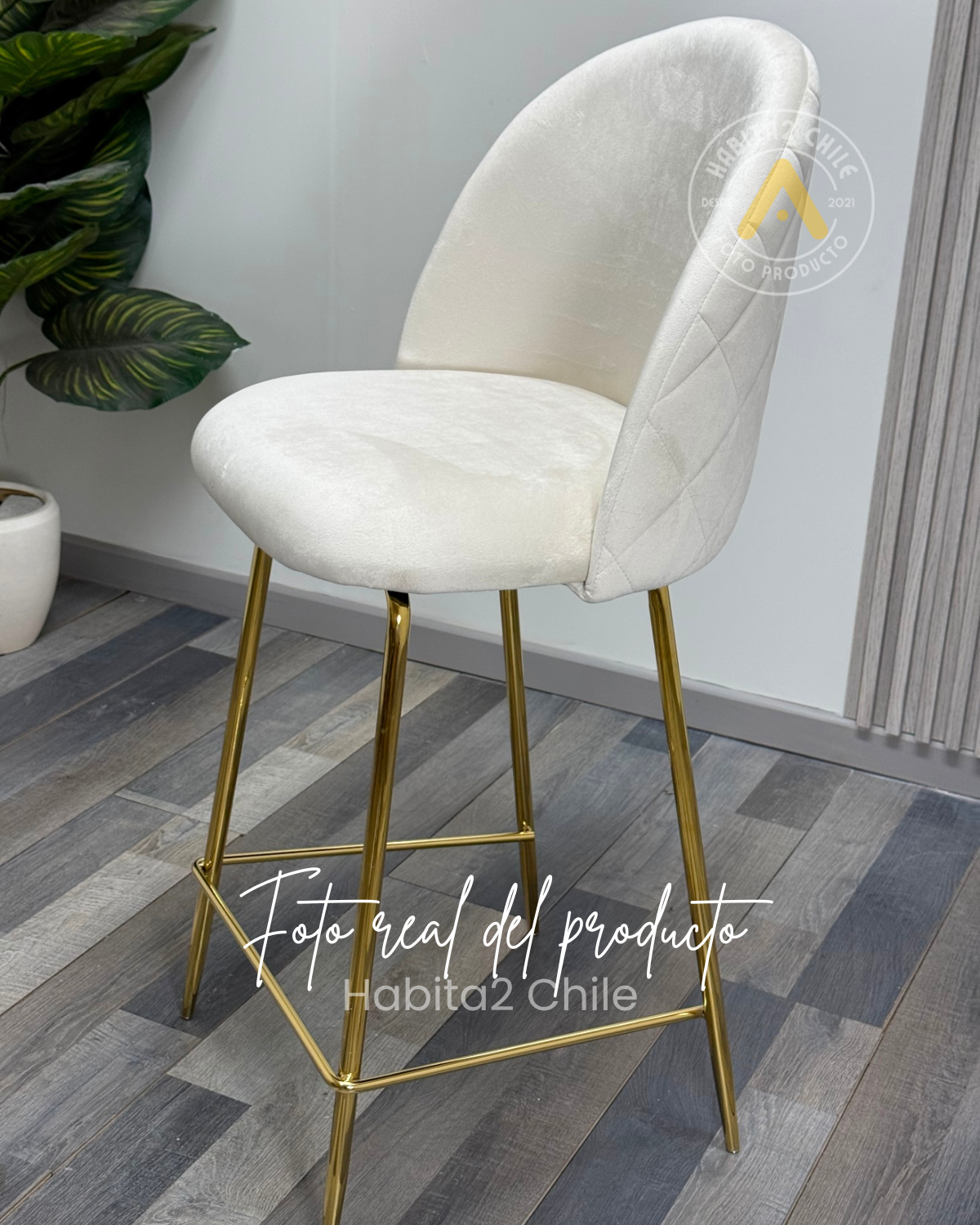 PISO TABURETE DE BAR 66 CM DELUXE GOLD TAPIZ TERCIOPELO -3
