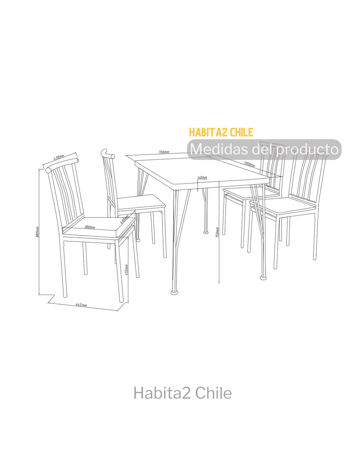 Comedor 4 Puestos Fabric 110 cm-5