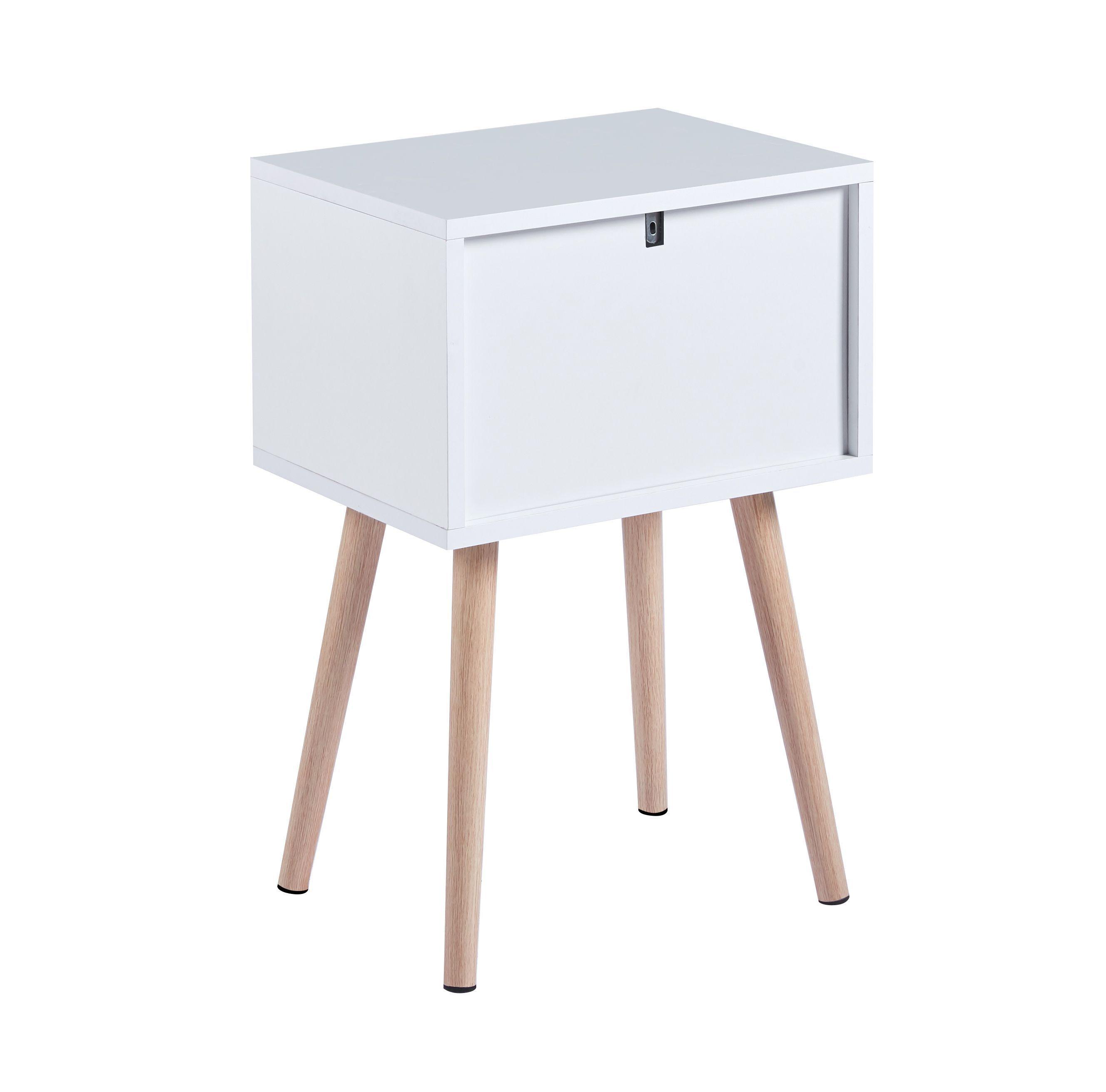 PACK 2 VELADORES MINIMALISTA EAMES TWIN BLANCO DOBLE CAJON - MESA DE NOCHE-2